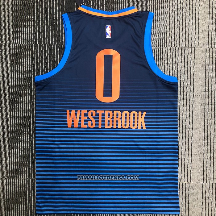 Maillot Oklahoma City Thunder Russell Westbrook NO 0 Statement Bleu